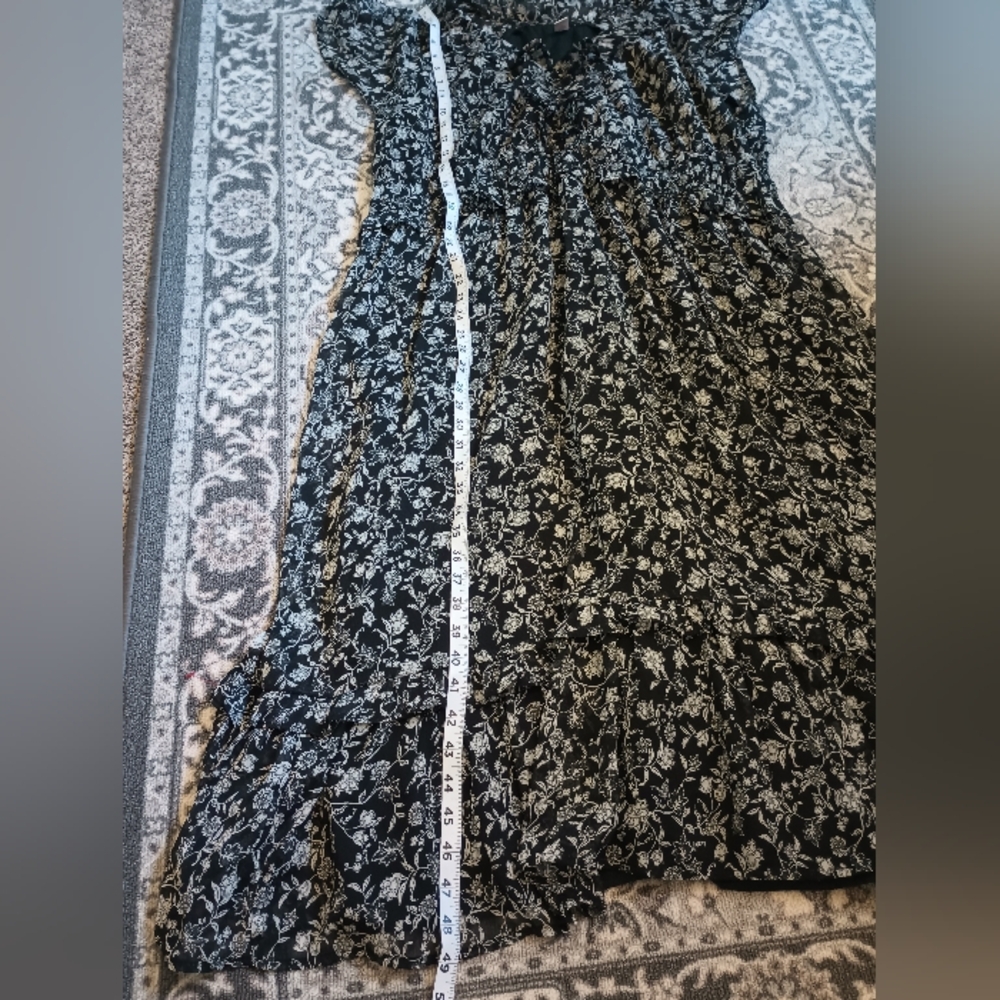 Old Navy Dark Cottage Floral Midi Maxi Dress 2X Ruffle Black Romantic Victorian - Picture 11 of 13